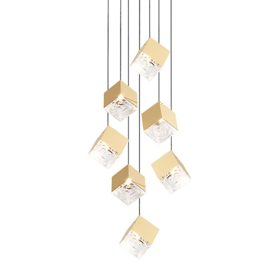 07 Pyrite Gold Pendants Round Chandelier